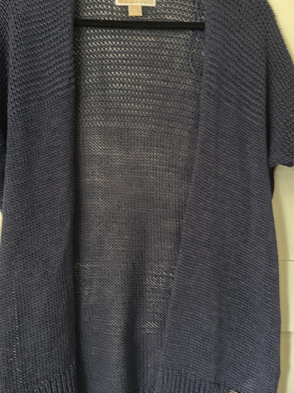 Michael Kors Navy Open-Front Short Sleeve Cardigan